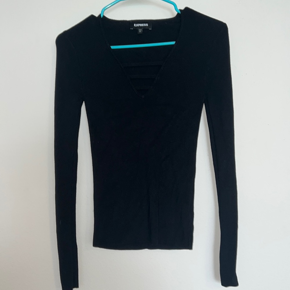 Express black V-neck sweater very warm and pretty